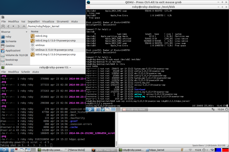 copy vmlinux and initrd from an image file of a lubuntu 14.04 LTS powerpc virtualized
